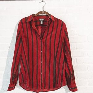 Corduroy Button Down Striped Blouse